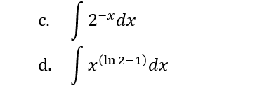 C.
d.
√2-x
2-x dx
x (In 2-1) dx