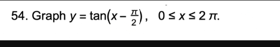 54. Graph y =tan(x-7), 0≤x≤2π.