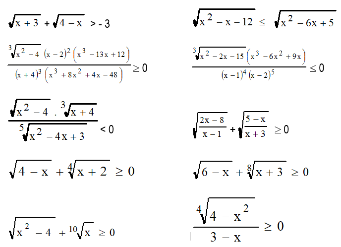/x+3 + 4 – X > - 3
x2 - x - 12 s
2
- 6x + 5
- 4 (x – 2)² ( x³ - 13x + 12
x? - 2x – 15 (x3 -6x²
(x + 4)3
+ 8x + 4x – 48
(x - 1)* (x - 2)5
3
dx2 - 4. +4
X,
5-x
20
12х - 8
5
2
x? - 4x + 3
< 0
х —1
x + 3
V
4 — х +
x + 2 > 0
б — х +
x + 3 >0
4 - X
> 0
- 4 + 10/x 2 0
3 — х
|
VI
+
2.
