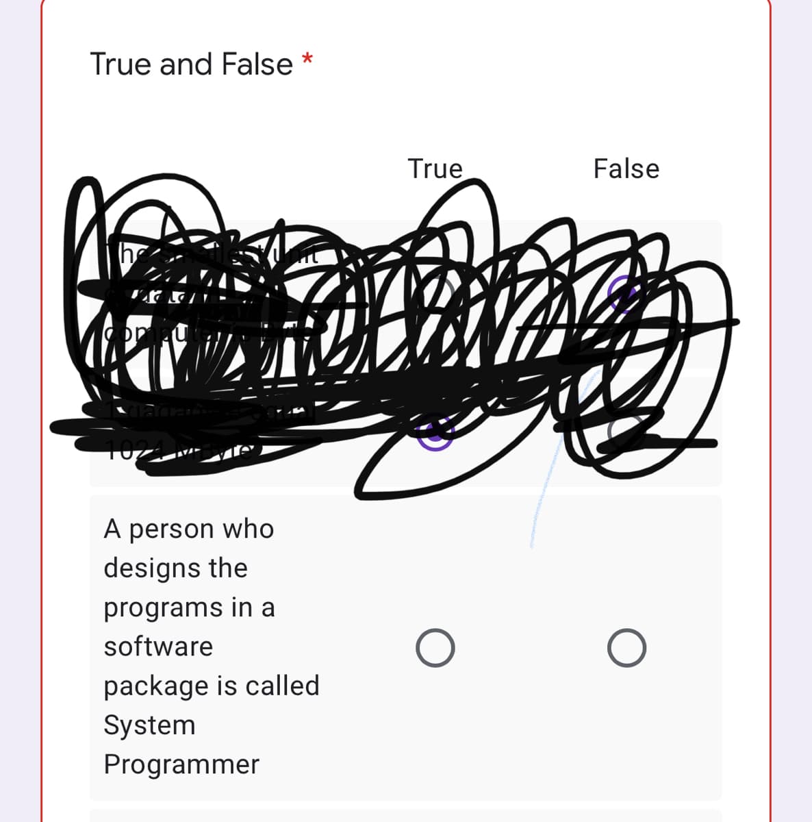 True and False *
True
False
he
A person who
designs the
programs in a
software
package is called
System
Programmer
