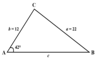 A
b=12
42°
C
с
a = 22
- В