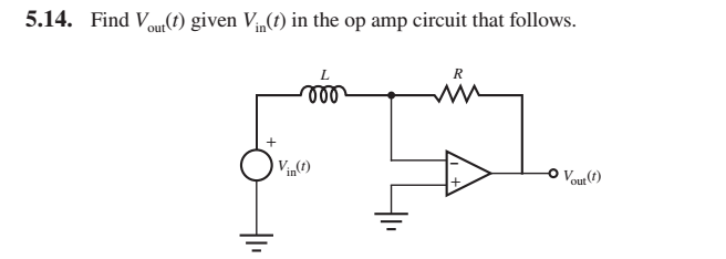 5.14. Find Vou(1) given V„(t) in the op amp circuit that follows.
R
ll
Vịn(t)
Vout(0)
