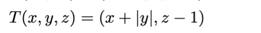 T(x, y, z) = (x + y, z-1)