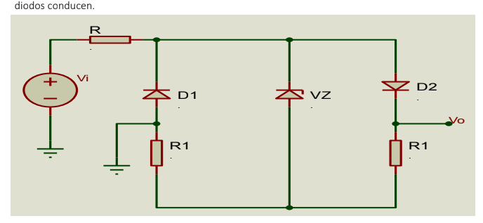 diodos conducen.
(+1)
R
D1
R1
S VZ
D2
R1