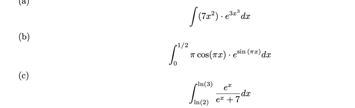(7x²) · e3*dx
r1/2
cos(Tx) · ešin (r2)dx
•ln(3)
et
Jin(2) ez +7dr
et +7
