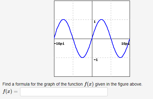 1
16pi
16PA
-1
Find a formula for the graph of the function f(x) given in the figure above.
f(x) =
