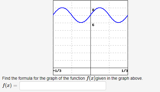 6
1/3
1/3
Find the formula for the graph of the function f(x)given in the graph above.
f(x) =
