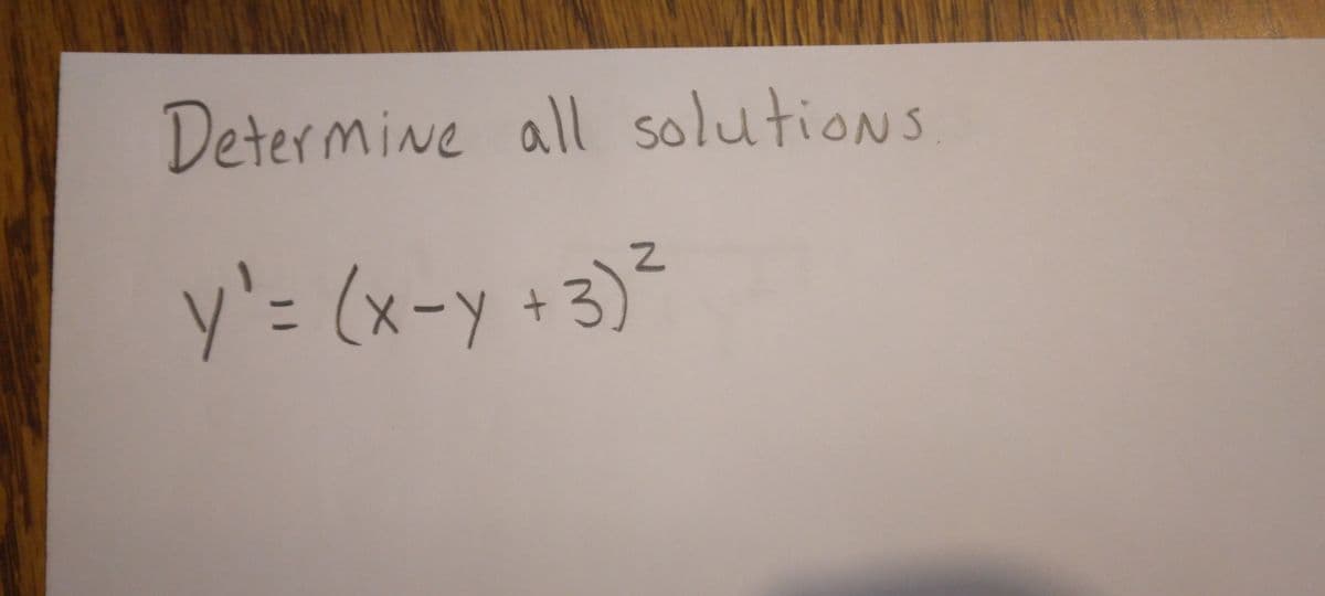 Determine all solutions
y' = (x-y + 3)²