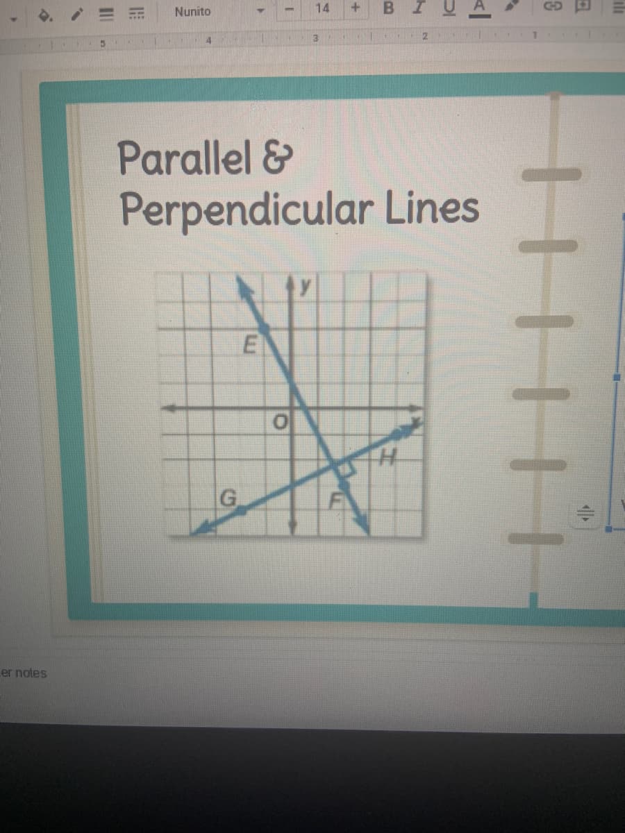 Nunito
14
В I
Parallel &
Perpendicular Lines
G
er notes
E,
