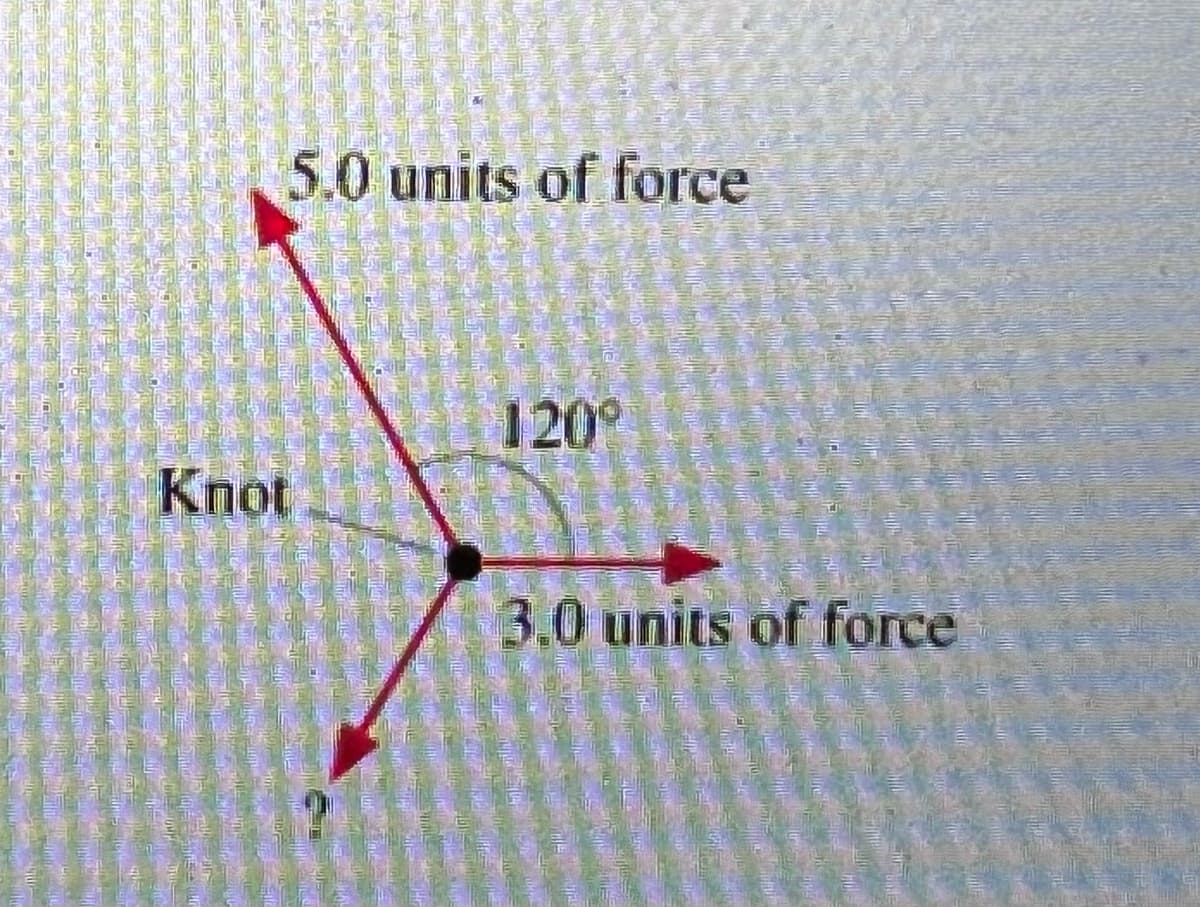 5.0 units of force
Knot
120°
3.0 units of force