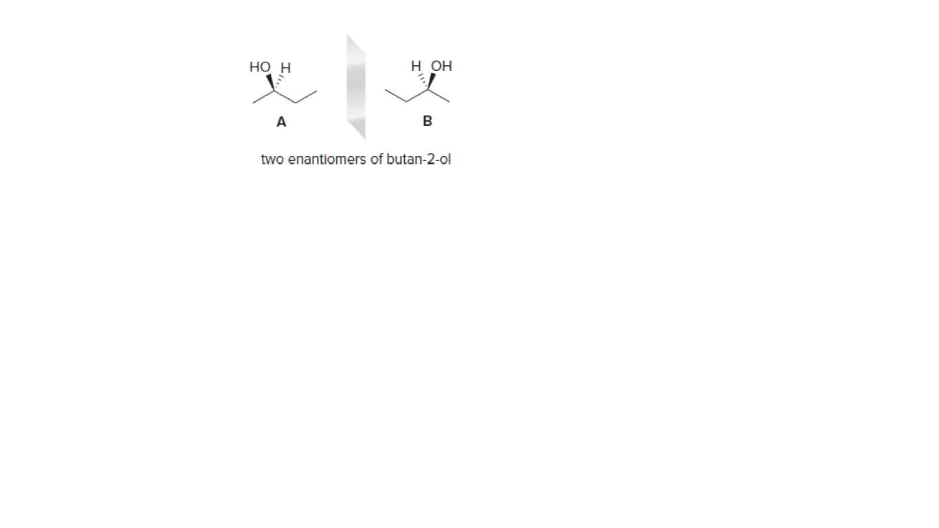 Но н
н он
A
B
two enantiomers of butan-2-ol
