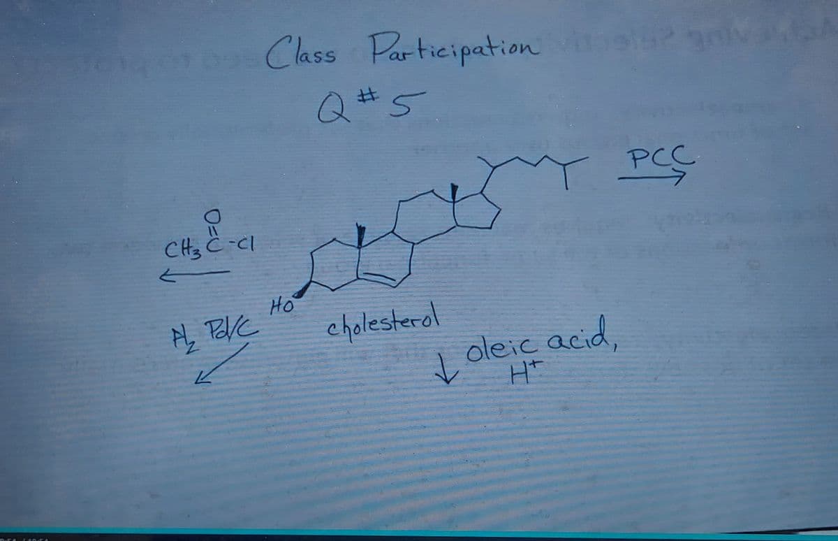 Class Participation
Q#5
CH3 Ĉ -CI
Ho
cholesterol
oleic acid,
