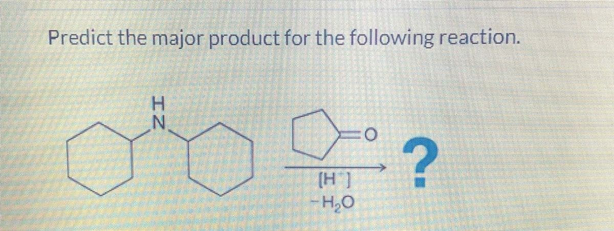 Predict the major product for the following reaction.
H
N
H₂O
0
?