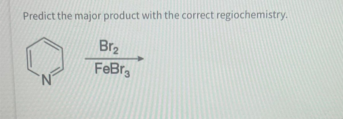 Predict the major product with the correct regiochemistry.
Br₂
FeBr3