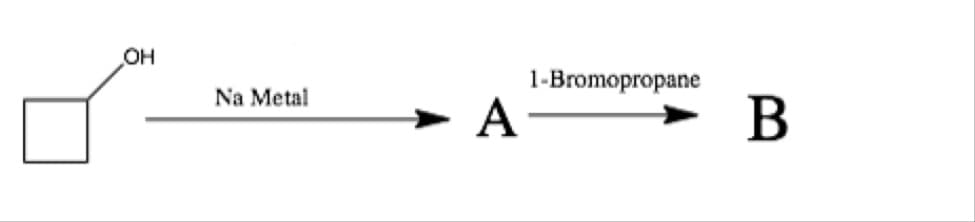 OH
1-Bromopropane
Na Metal
- А
