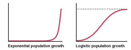 Exponential population growth
Logistic population growth
