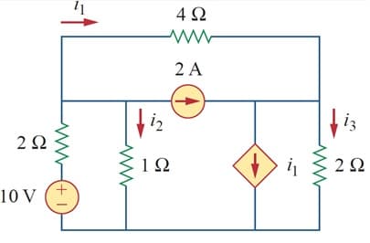 4Ω
2Α
iz
iz
2Ω
1Ω
2Ω
10 V
+ 1)
