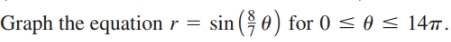 Graph the equation r = sin ( 0) for 0 < 0 < 14.
