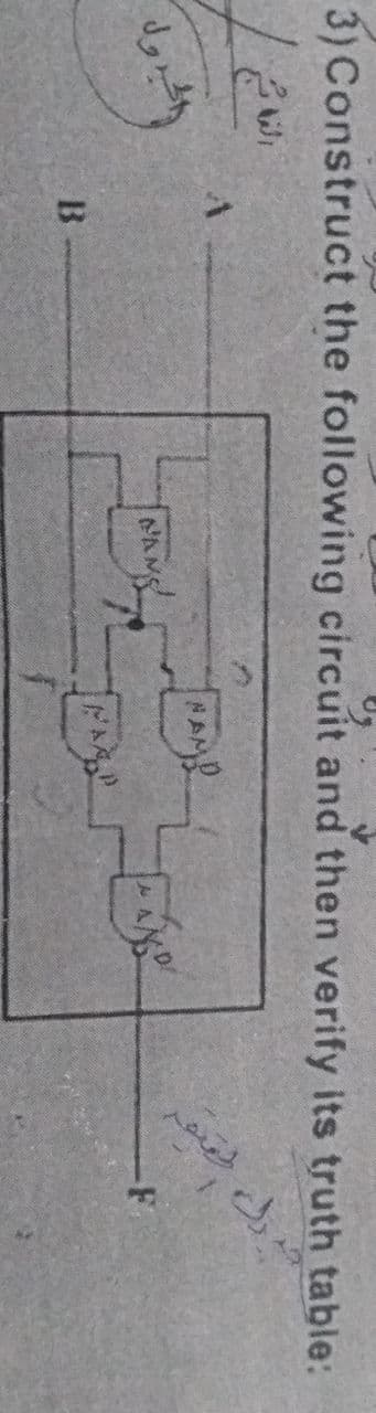 3) Construct the following circuit and then verify its truth table:
PAMP
NAMS
B
