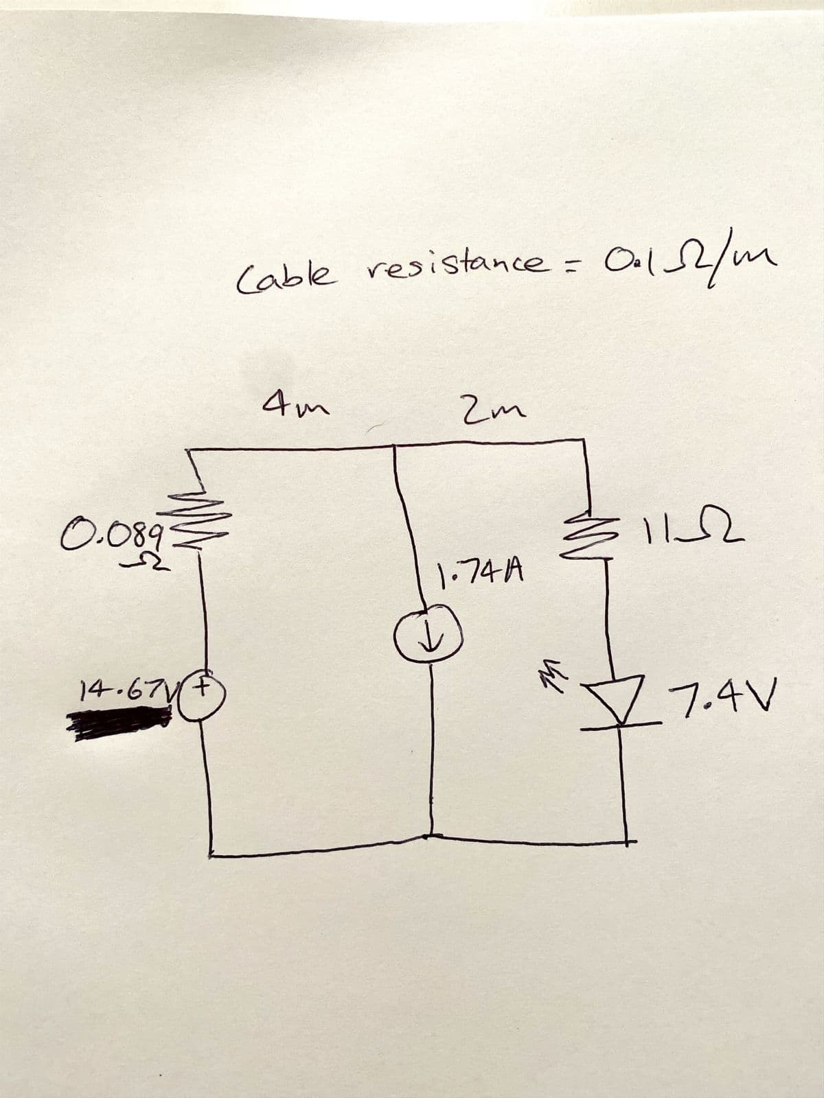 0.0893
14.67V/F
Cable resistance =
4m
2m
1.74A
M
01152/1
112
7.4V