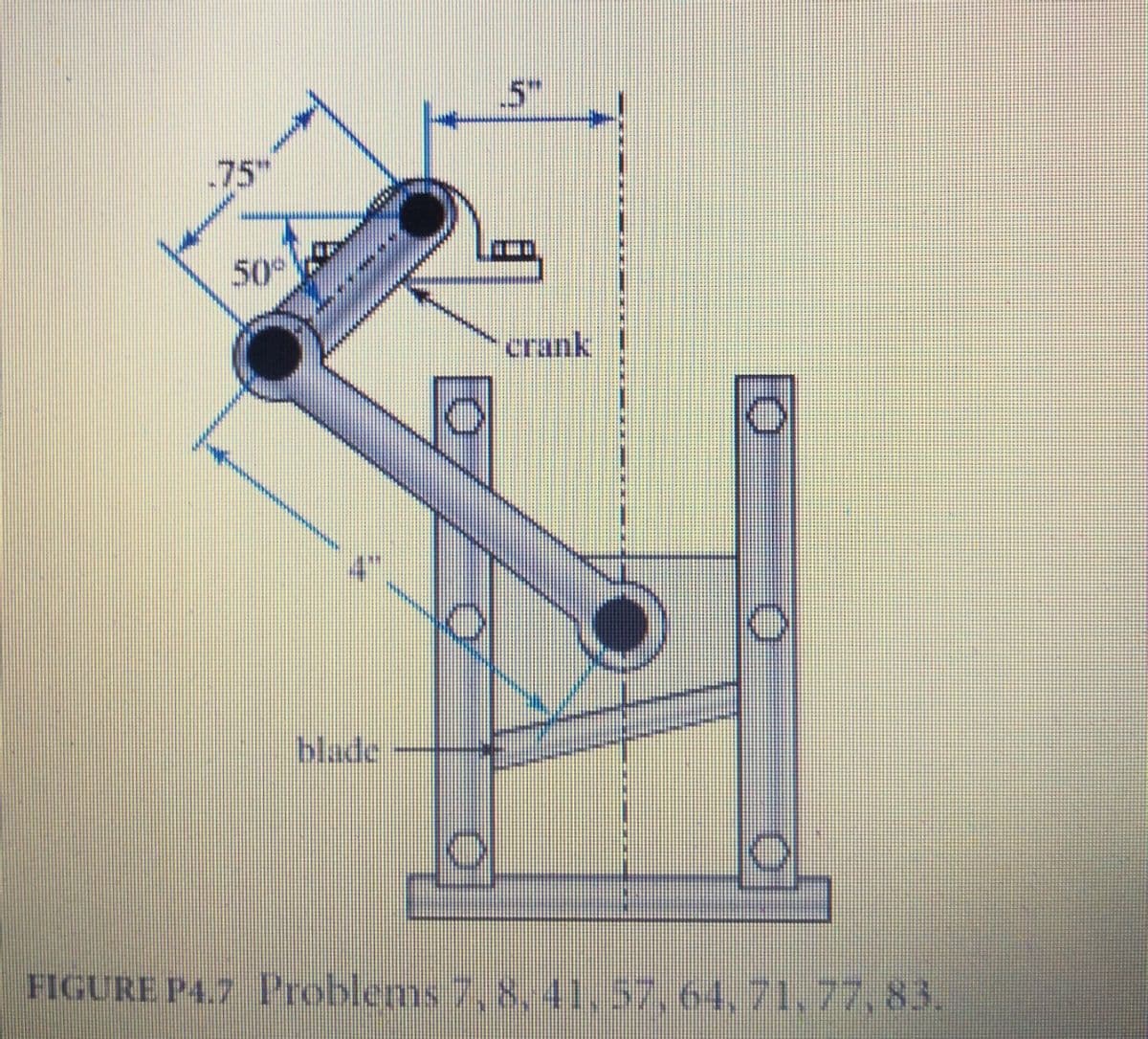 5"
.75"
50
crank
blade
FIGURE P4.7 Problems 7, 8, 41,57, 64, 71, 77,83.
