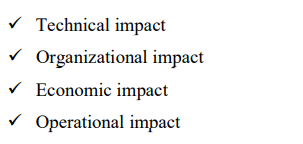 V Technical impact
V Organizational impact
V Economic impact
v Operational impact
