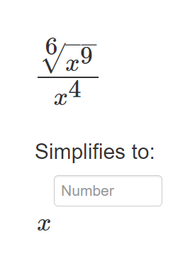 6
x
x4
Simplifies to:
x
Number