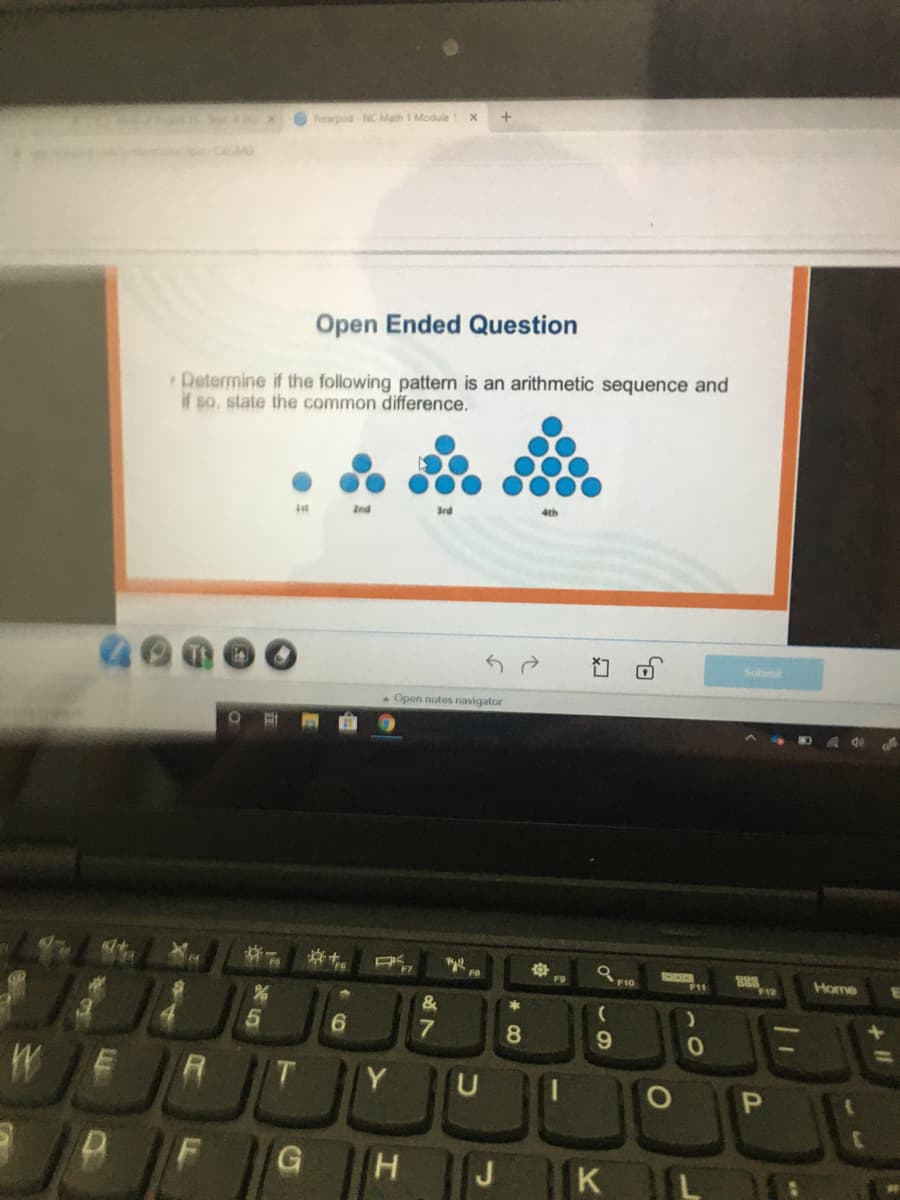 Determine if the following pattern is an arithmetic sequence and
if so, state the common difference.
and
3rd
4th
