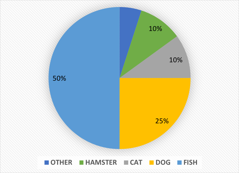 50%
10%
25%
10%
OTHER HAMSTER CAT DOG FISH