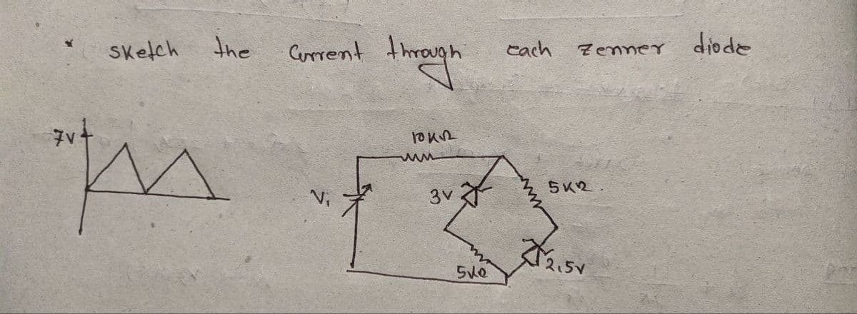 Sketch
the
Current througl
through
each
Zenner
diode
7v
M
10k√2
www
3v
5K2
Sve
2.5v