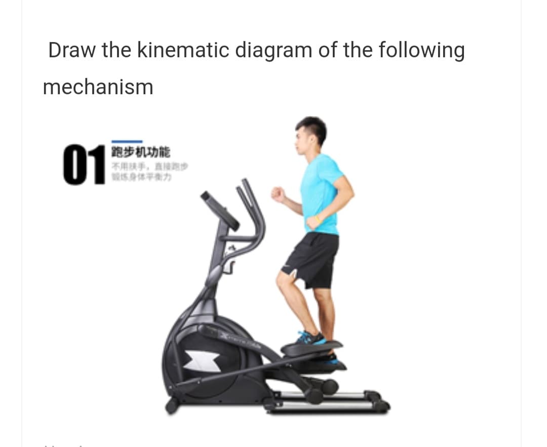 Draw the kinematic diagram of the following
mechanism
01
跑步机功能
不用扶手,直接跑步
