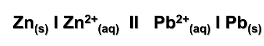 Zn(s) I Zn²+
(aq)
II Pb²+,
(aq) 1 Pb(s)