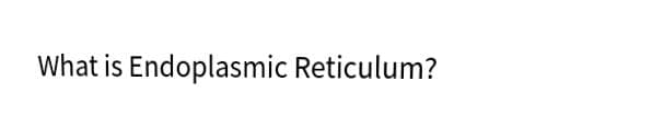 What is Endoplasmic Reticulum?
