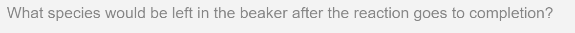 What species would be left in the beaker after the reaction goes to completion?
