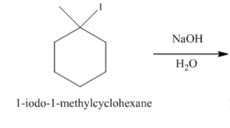 NaOH
H,O
1-iodo-1-methylcyclohexane

