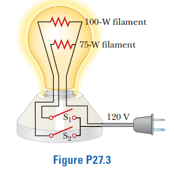 100-W filament
75-W filament
120 V
Figure P27.3

