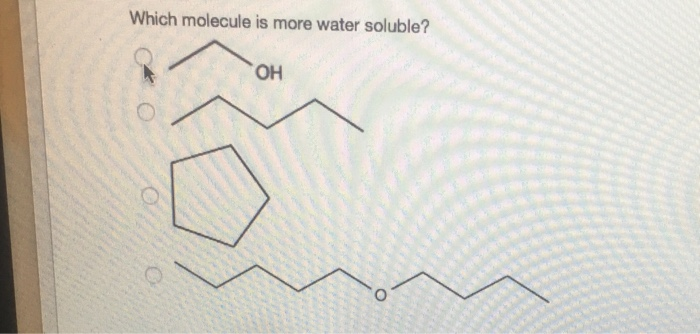 Which molecule is more water soluble?
OH
FEFIT
MA
O