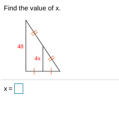 Find the value of x.
48
4x
