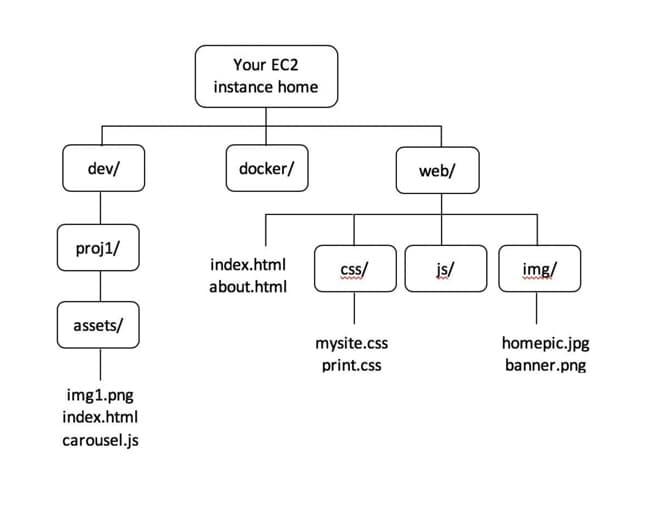 dev/
proj1/
assets/
img1.png
index.html
carousel.js
Your EC2
instance home
docker/
index.html
about.html
css/
mysite.css
print.css
web/
js/
img/
homepic.jpg
banner.png