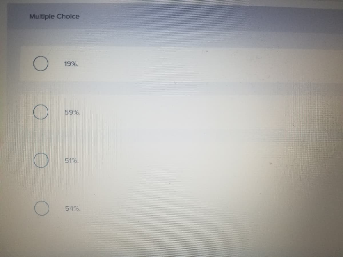 Multiple Choice
19%.
59%.
51%.
54%.
