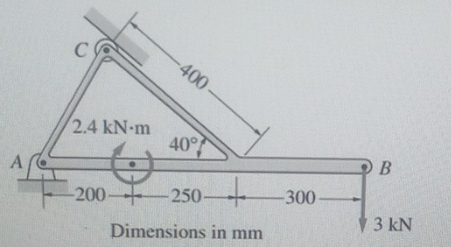 A
C
2.4 kN-m
-200-
-400
40°
-250-
Dimensions in mm
-300-
B
3 kN