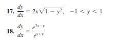17.
dx
= 2xVT- y², -1 < y < 1
e2r-y
18.
dx
erty
