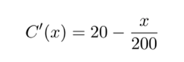 C' (x) = 20
200
