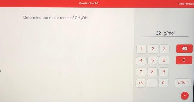 Determine the molar mass of CH,OH.
