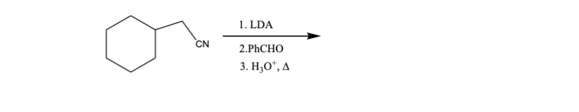 CN
1. LDA
2.PhCHO
3. H₂O*, A