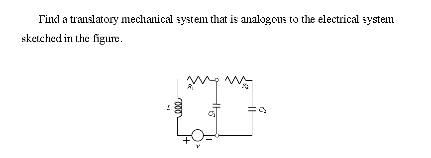 Find a translatory mechanical system that is analogous to the electrical system
sketched in the figure.
Ri
Ra
