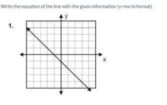 Write the equation of the line with the given information (y-mx+b format).
1.
