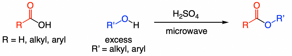 of
H2SO4
R'
R OH
R'
microwave
R = H, alkyl, aryl
excess
R' = alkyl, aryl
