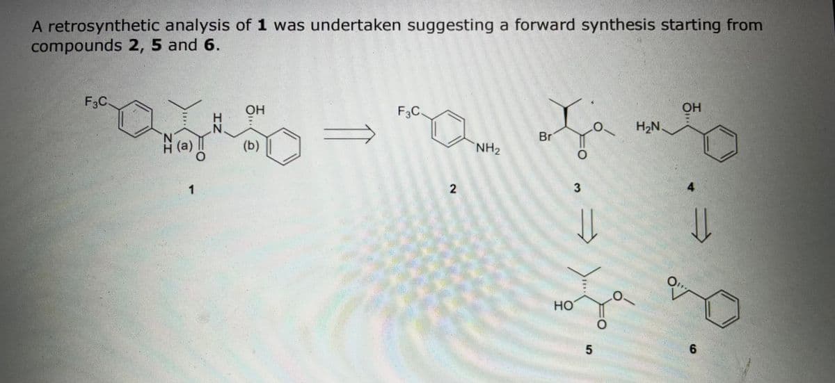 A retrosynthetic analysis of 1 was undertaken suggesting a forward synthesis starting from
compounds 2, 5 and 6.
F3C
F3C
OH
H2N.
N.
Br
A (a)
(b)
NH2
1
HO
6.
2.
