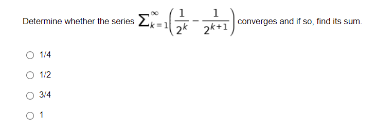 Determine whether the series
1/4
O 1/2
3/4
· Ex = 1 ( 2²^² - 2x + 1)
0 1
converges and if so, find its sum.